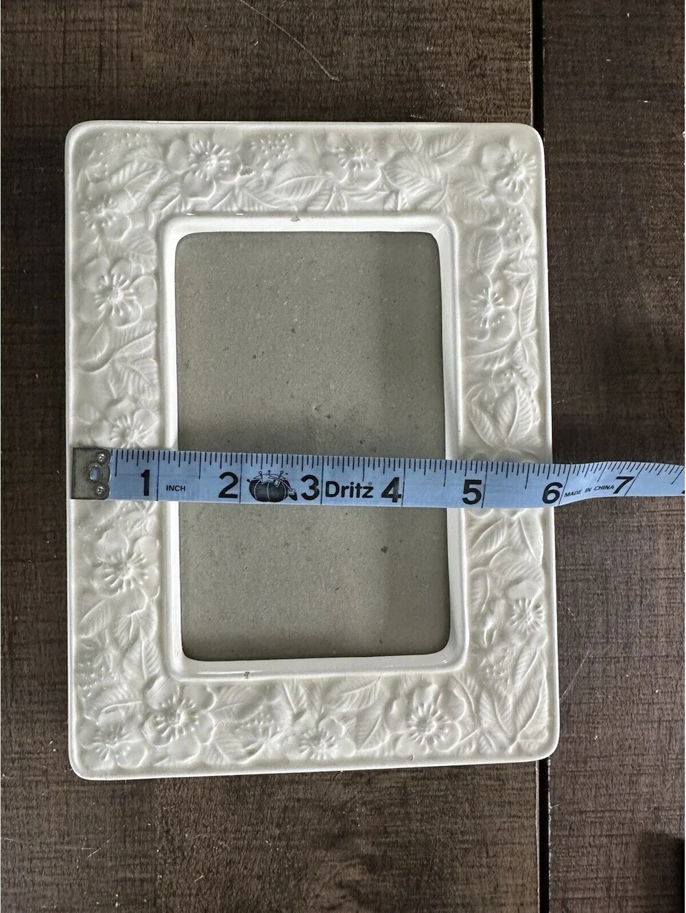 Vintage Elsa L Ceramic Floral Picture Frame 4x6 Ivory Taiwan Cottagecore